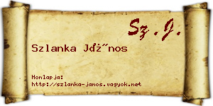 Szlanka János névjegykártya