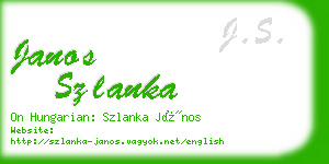 janos szlanka business card